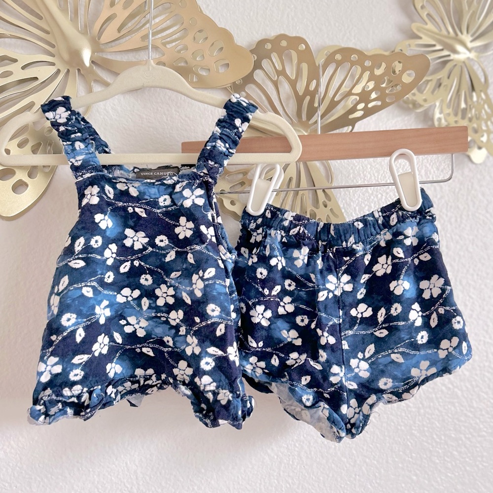 Vince Camuto Matching Blue Floral Print Set